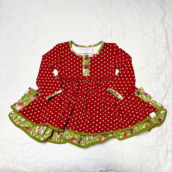 SweetHoney Holiday Mixed Print Dress Size 12m - Picture 2 of 7